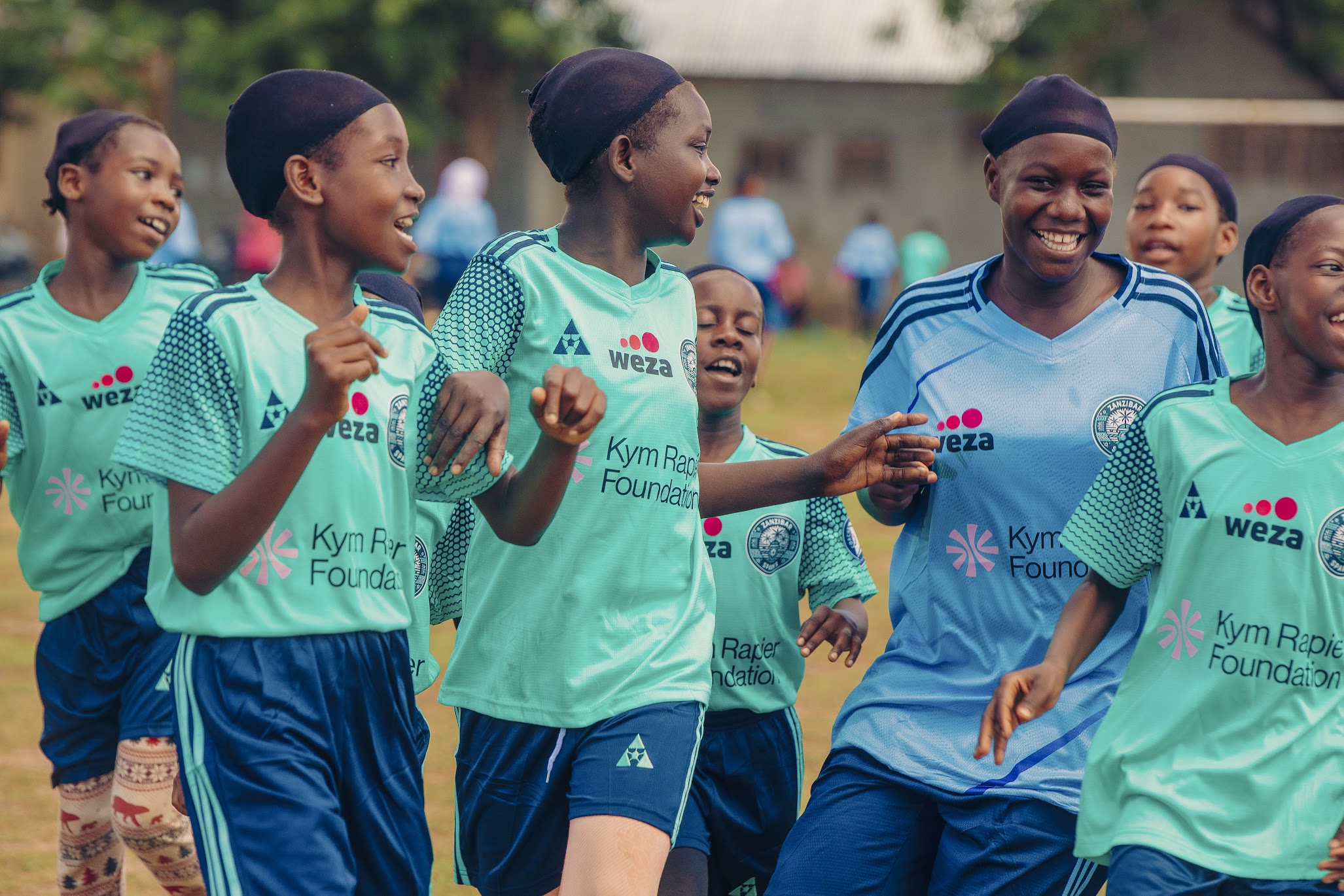 Girls running joyfully